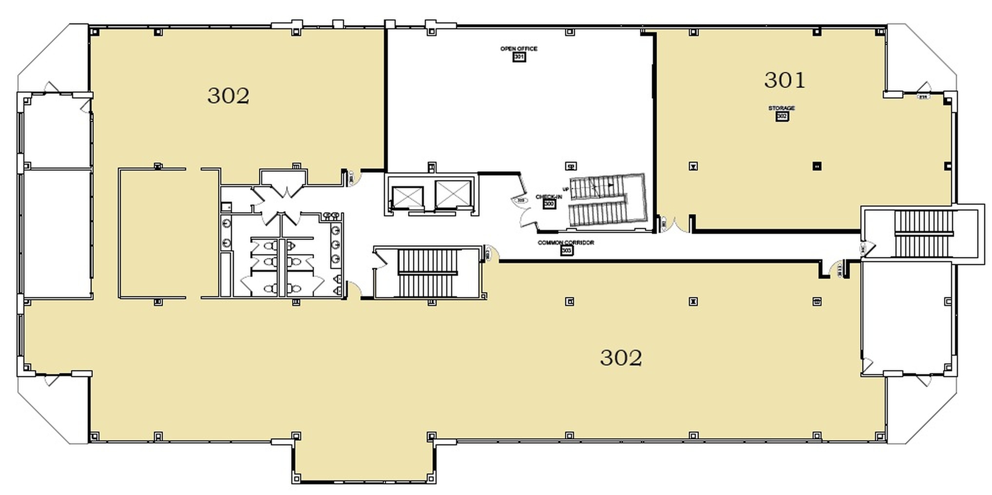 Third floor, 301 and 302 as a full floor, 13,396 SF